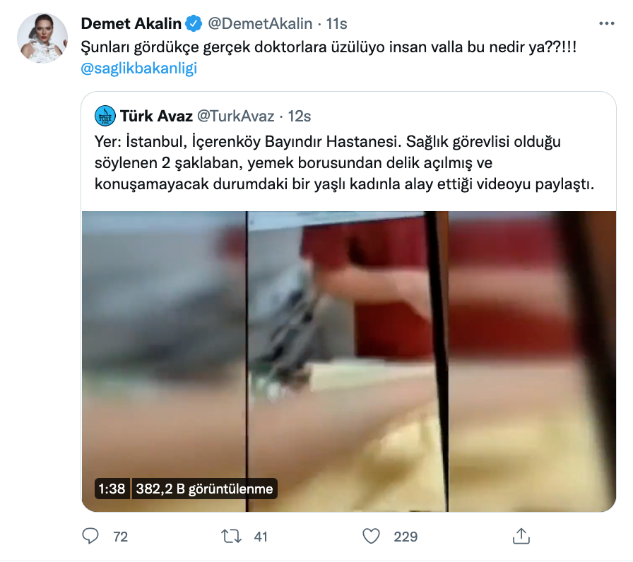 demet akalin dan hastanedeki skandal goruntulere tepki